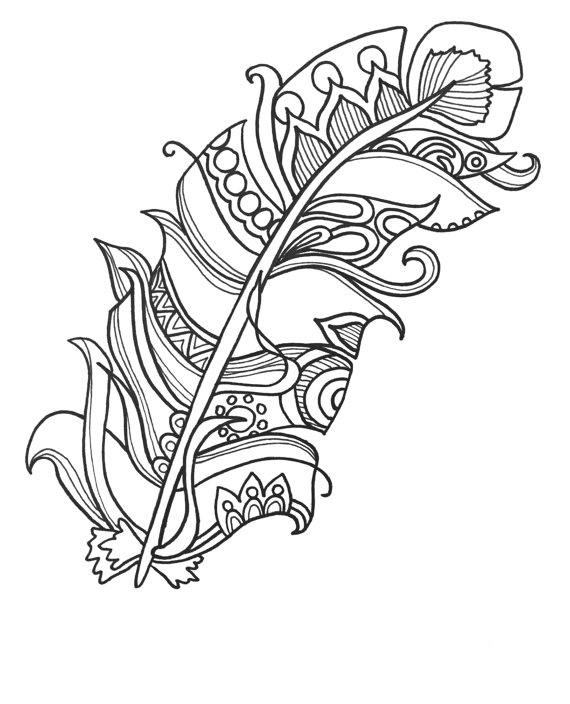 570x704 Feathers Coloring Page