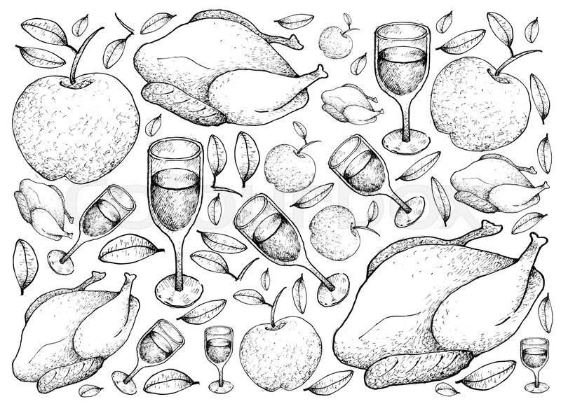 800x580 Background Illustration Hand Drawn Sketch Of Garnished Roasted