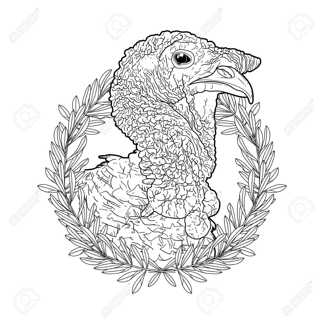 1300x1300 Graphic Turkey Head Decorated With Olive Wreath. Thanks Giving