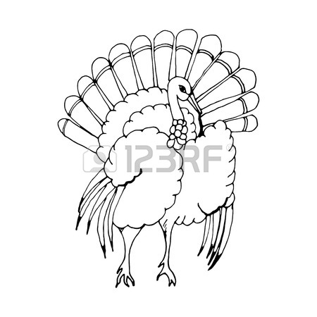 450x450 Hand Draw A Turkey In The Style Of A Sketch On A Black White