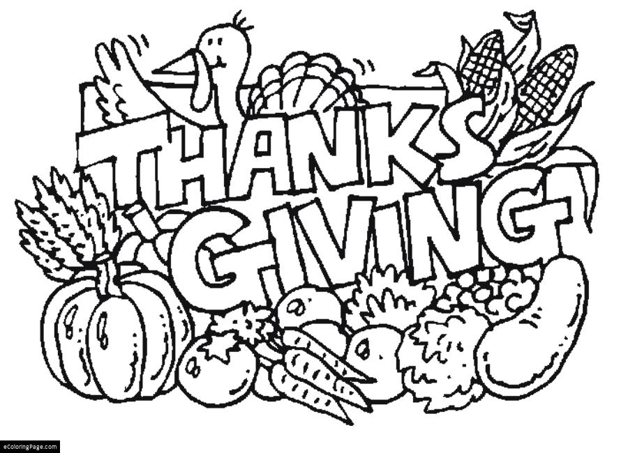 900x650 Turkey And Food Happy Thanksgiving Coloring Page For Kids