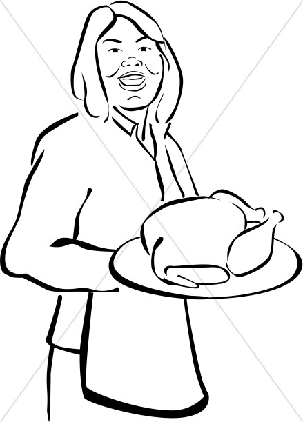 439x612 Detailed Turkey Line Drawing Thanksgiving Clipart