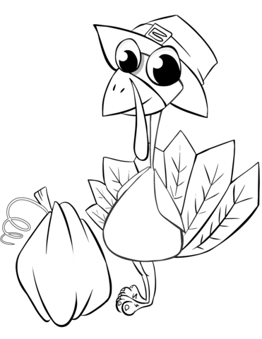 371x480 Thanksgiving Turkey With Pumpkin Coloring Page Free Printable