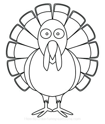 350x412 Turkey Outline For Coloring Cartoon Drawings Of Turkeys Library