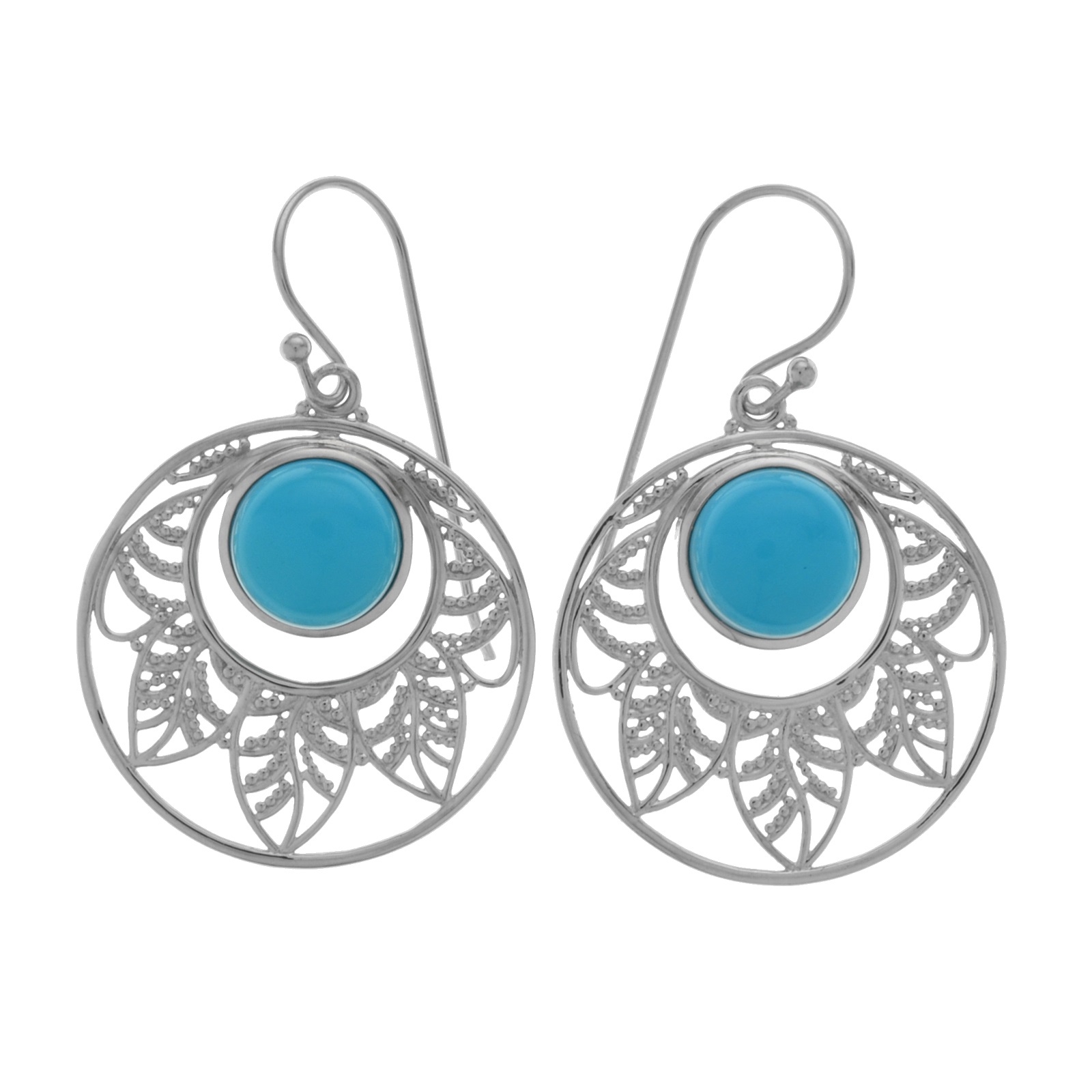 1600x1600 Sterling Silver 1.5 Sonora Beauty Turquoise Leaf Drop Earrings