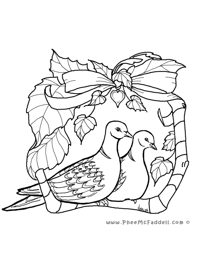 670x900 Two Turtle Doves Coloring Page