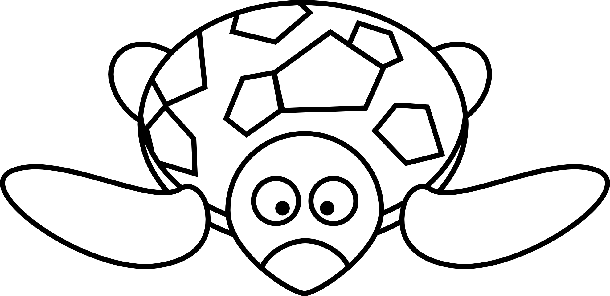 1979x961 Turtle Clipart Line Drawing