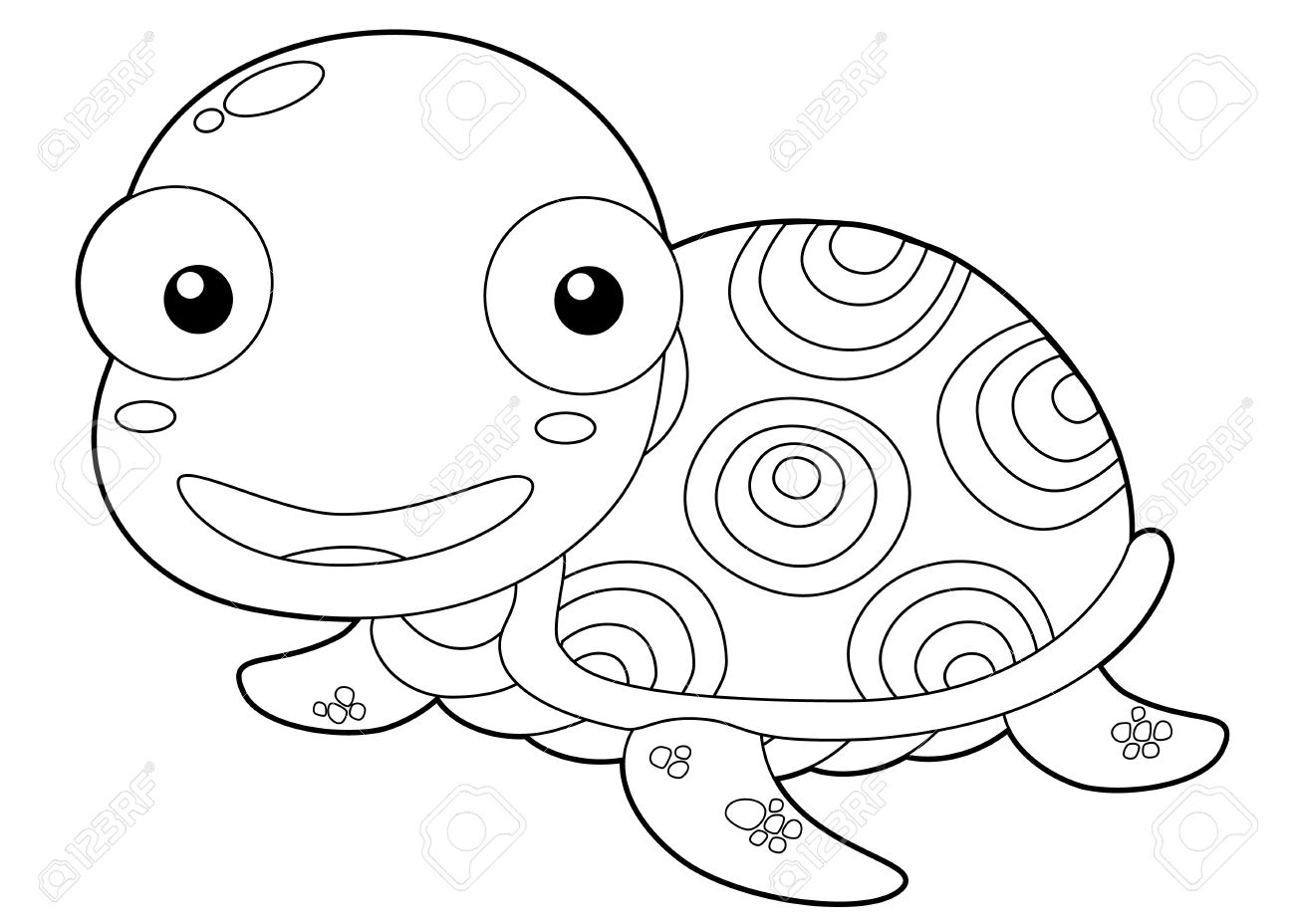 1300x928 Illustration Of Cartoon Turtle Outline Royalty Free Cliparts