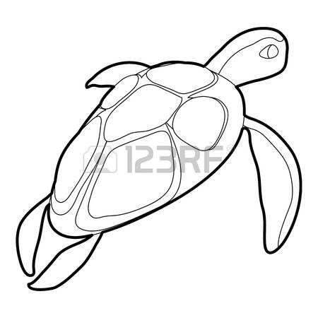 450x450 Turtle Icon In Outline Style Isolated On White Vector Illustration