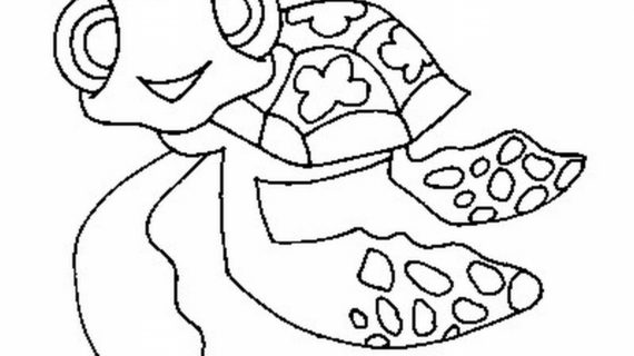 570x320 Simple Sea Turtle Drawing Sea Turtle Coloring Pages