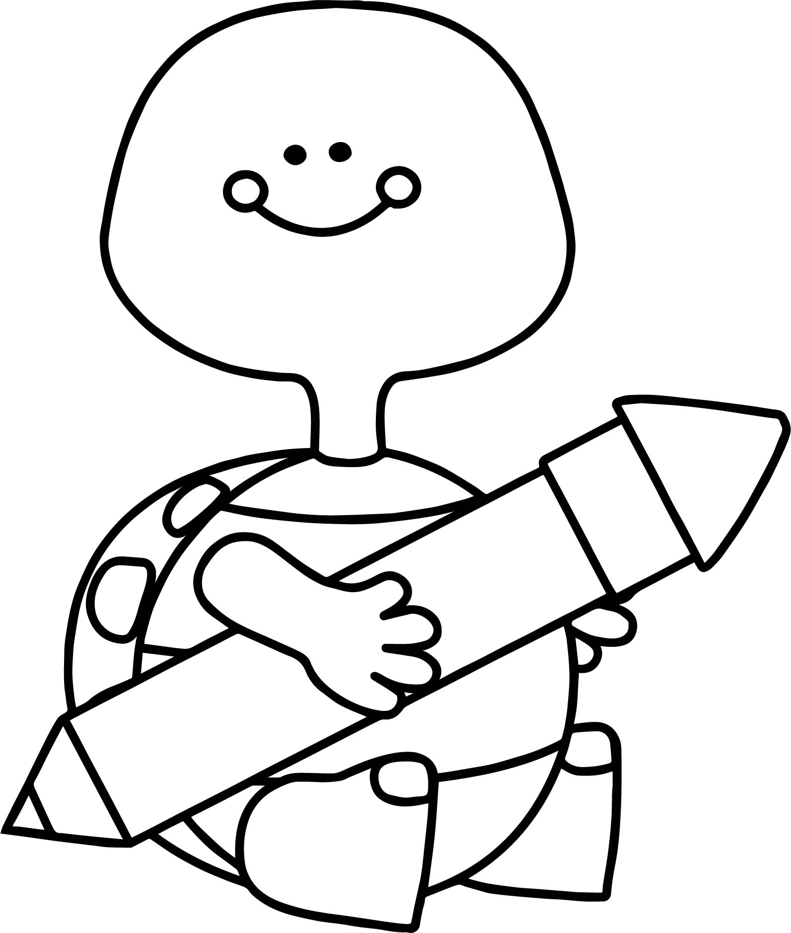 1593x1878 Turtle Holding Pen Coloring Page Wecoloringpage