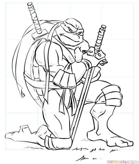 486x575 How To Draw Leonardo From Ninja Turtles Step By Step Drawing