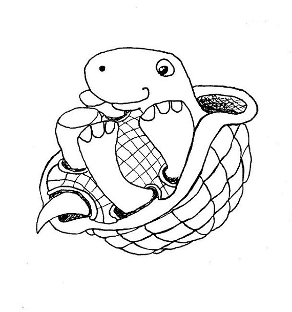 570x609 Happy Turtle On Back Ink Line Drawing Clip Art Digital