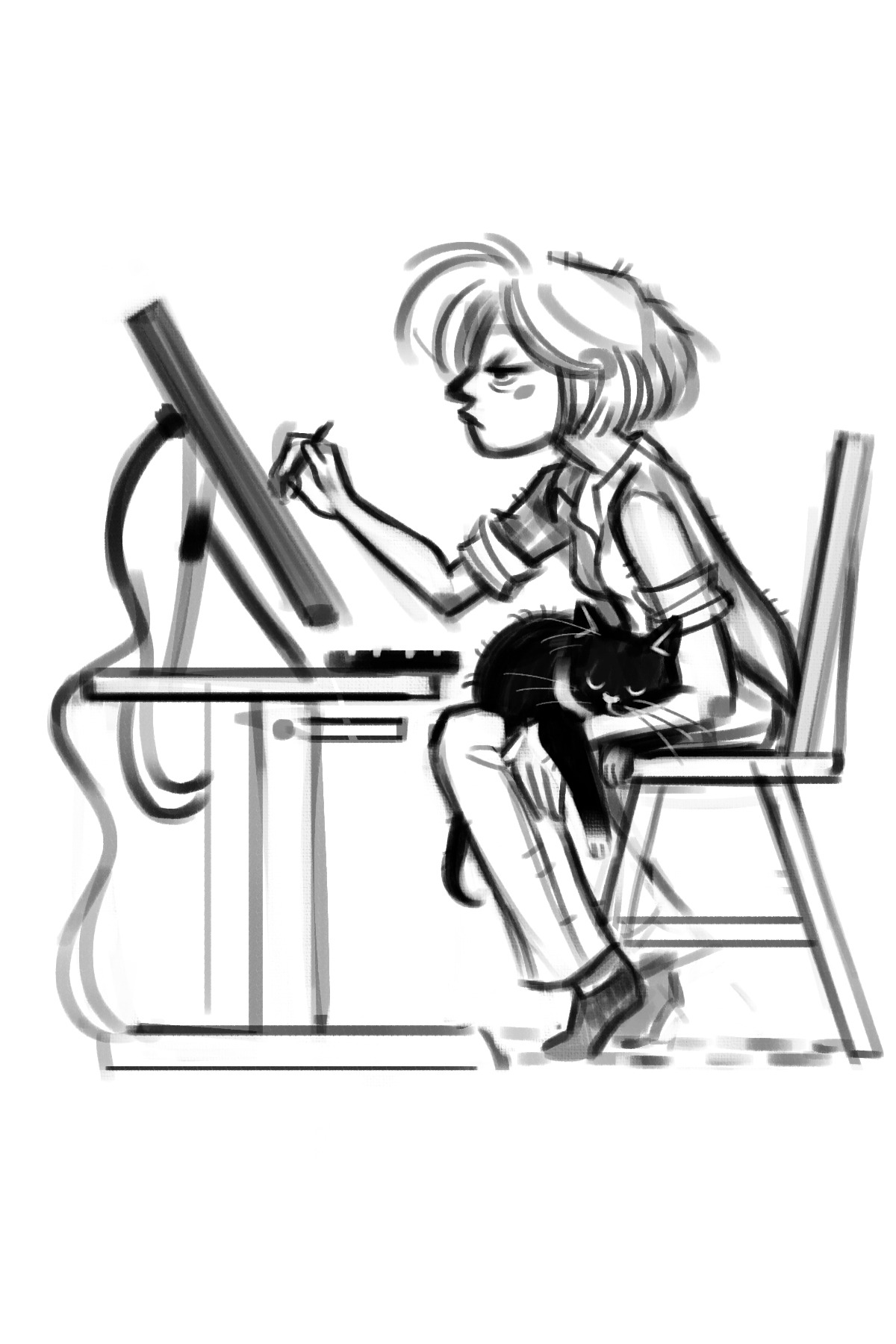 1200x1800 Daily Cat Drawings 045 Papi My Tuxedo Papillon. Sketched This