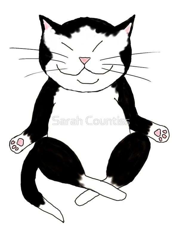 600x800 Meditating Tuxedo Kitty Stickers By Sarah Countiss Redbubble