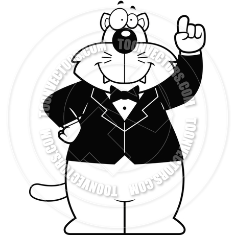 460x460 Cartoon Cat Tuxedo (Black And White Line Art) By Cory Thoman
