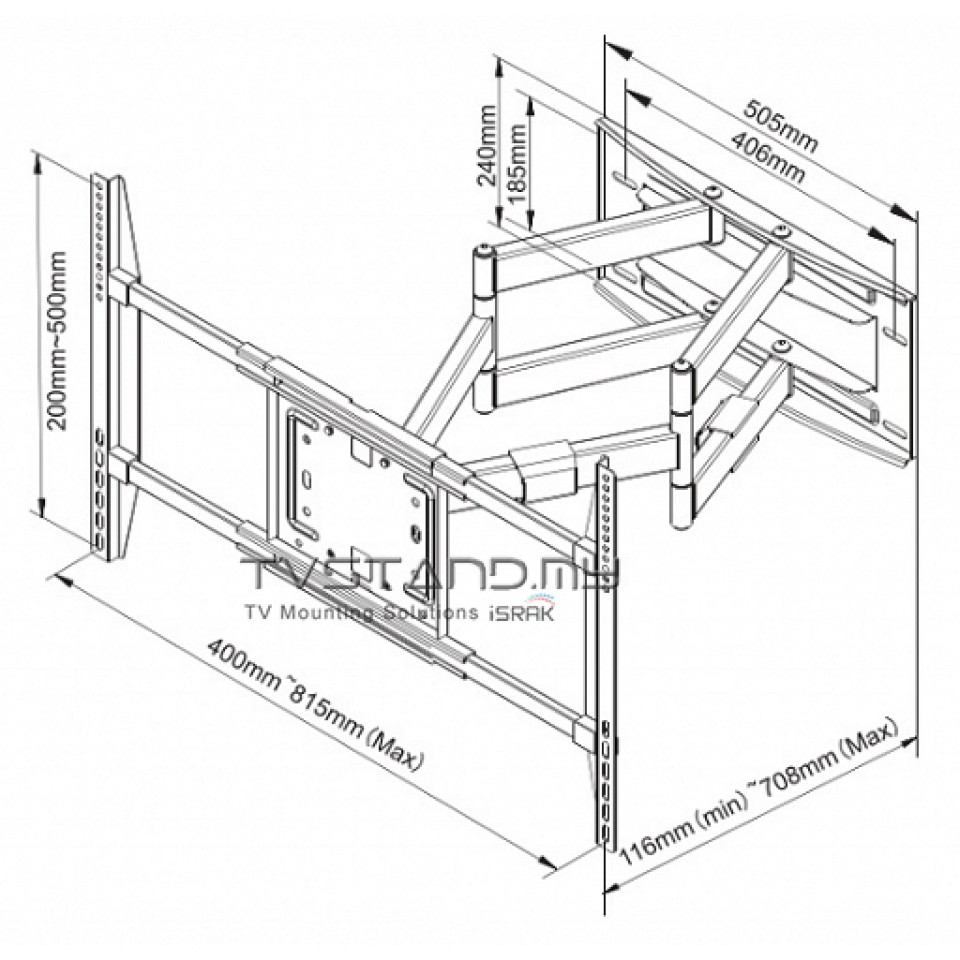 960x960 Motion Wall Tv Bracket Cantilever Mount Upto 50