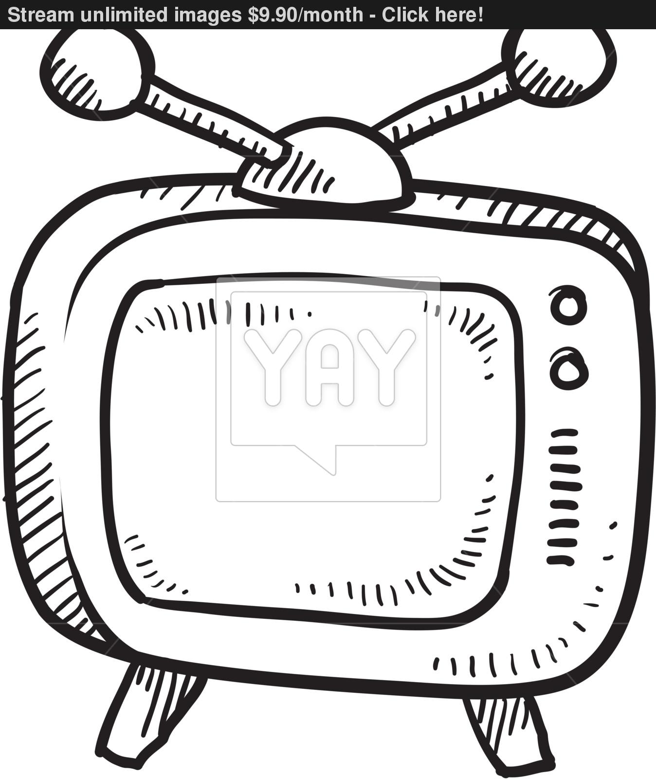 1348x1600 Retro Tv Sketch Vector