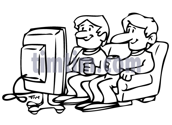 566x413 Free Drawing Of Tv Viewers Bw From The Category Occupations +