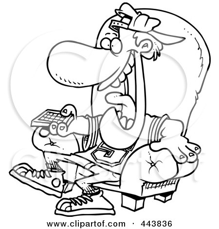 450x470 Clipart Couch Surfer Guy Standing On His Sofa With A Tv Remote