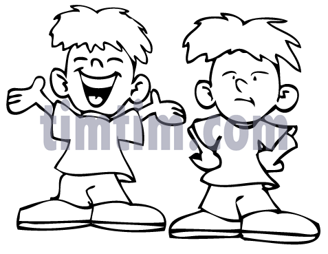 477x369 Free Drawing Of Twins Happy Sad Bw From The Category Parents