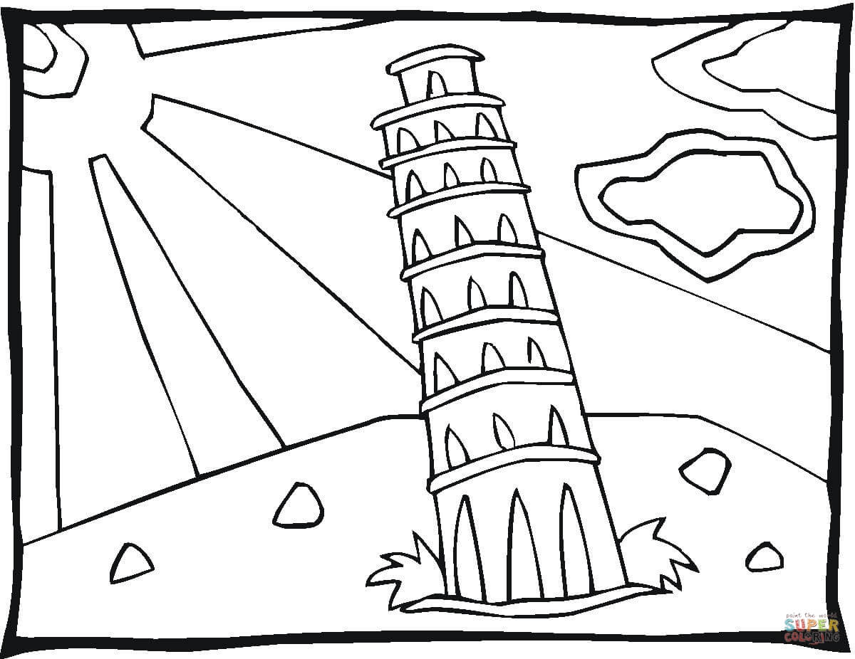 1200x926 Tower In Pisa Coloring Page Free Printable Coloring Pages