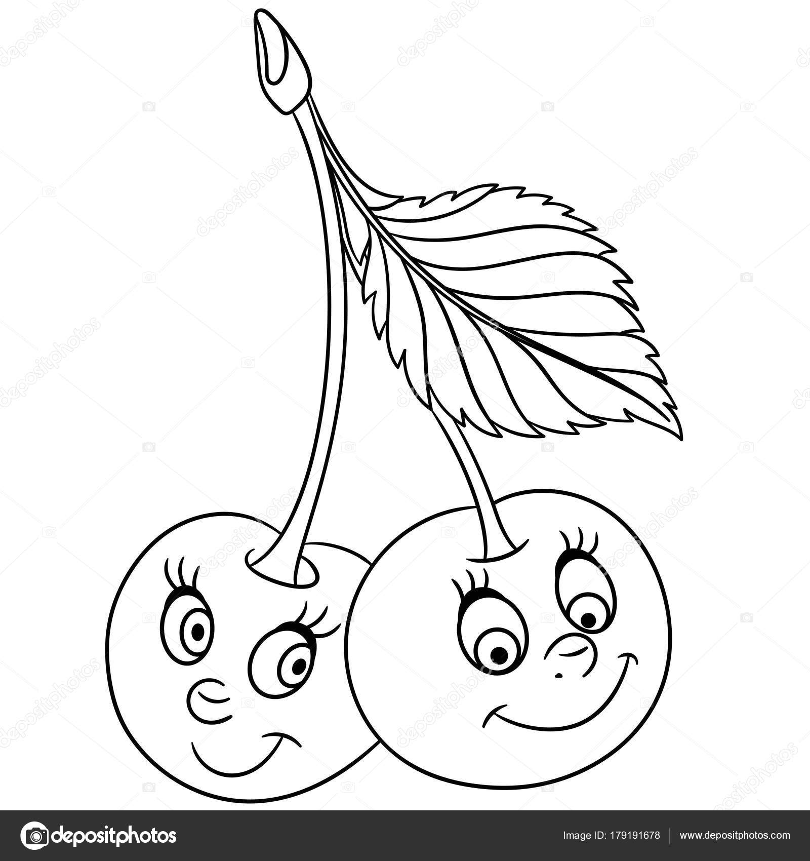 1600x1700 Coloring Book Coloring Page Cartoon Cherry Twins Character Happy