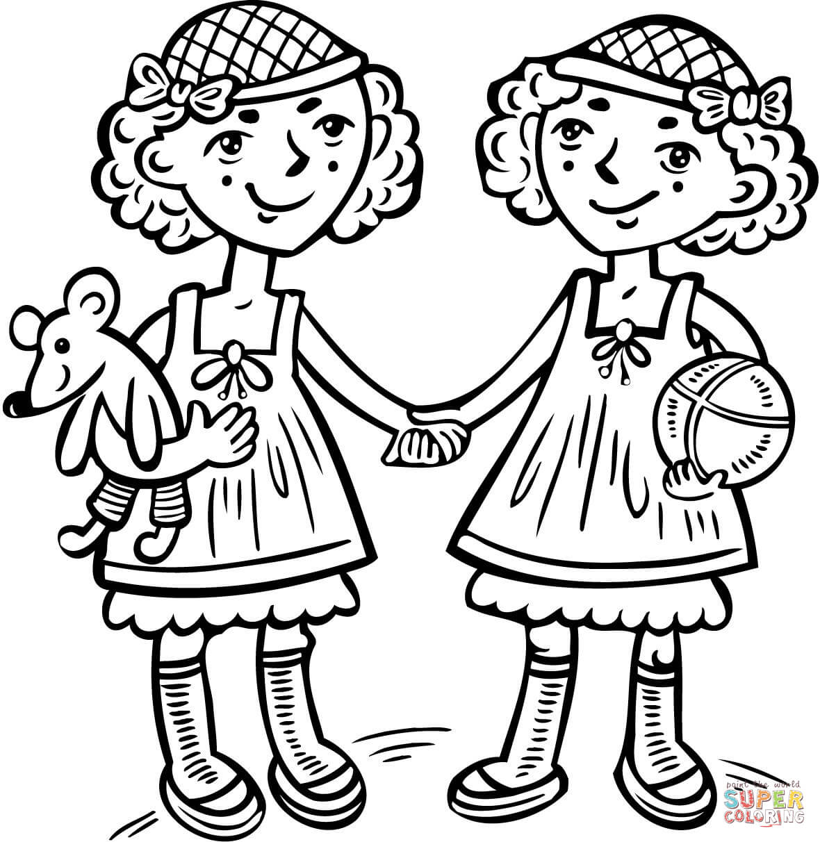 1180x1212 Girls Twins Coloring Page Free Printable Coloring Pages