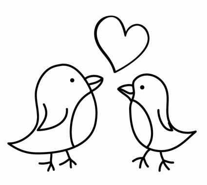 425x381 Vector Two Birds Sketch With A Love Heart Vector Art