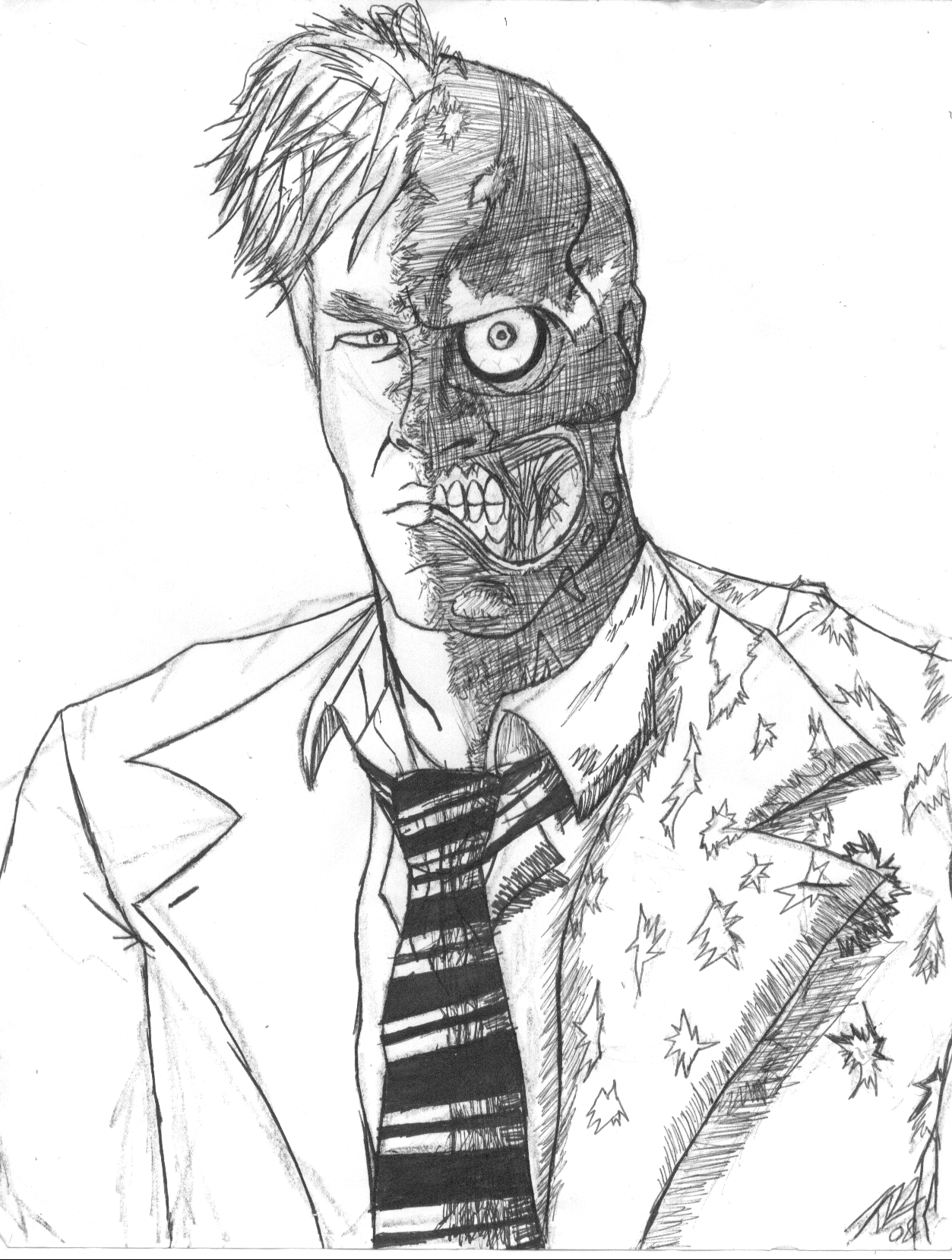 1253x1659 Two Face Sketch By Kelvin8
