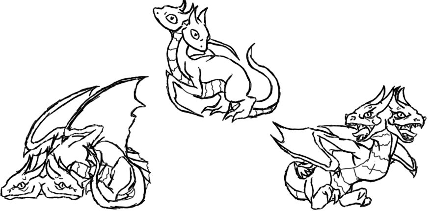880x431 Two Faced Dragon Sketches By Kittenseitz