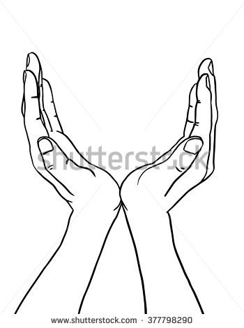 350x470 Stock Vector Hand Drawn Two Hands Together Opened Yoga Sign Vector