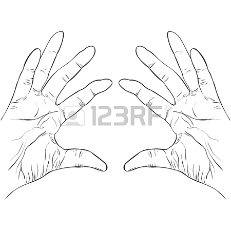 450x450 Ink Sketch Two Hands Holding Something Vector Illustration Royalty