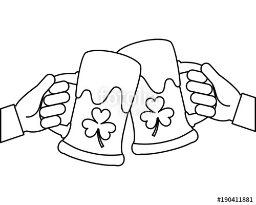 500x400 Two Hands Holding Beer Glass Clover Foam Celebration Vector