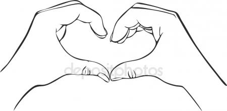 450x220 Two Hands Making Heart Sign. Stock Vector