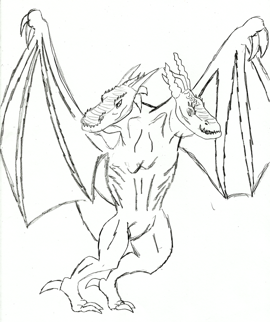 1024x1218 Two Headed Dragon Sketch By Skullextra