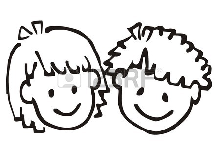 450x318 Two Kids, Smile Face, Colorful Vector Illustration, Doodle Royalty