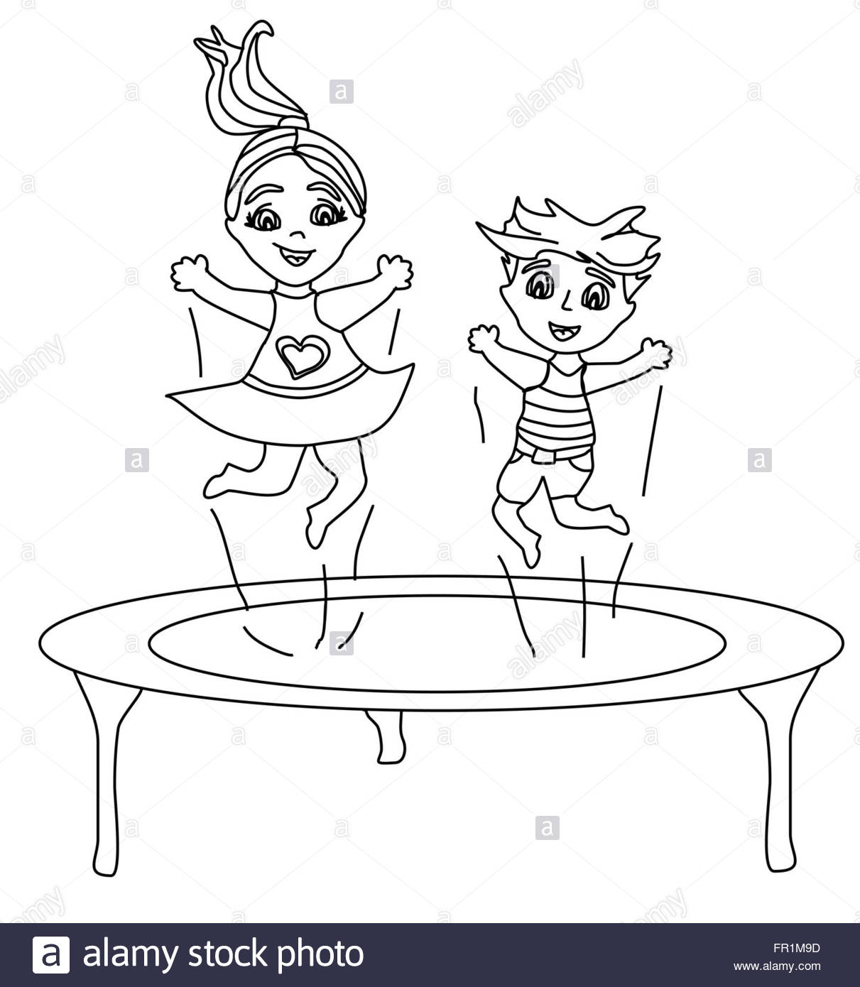 1211x1390 Two Funny Kids Jumping On A Trampoline Stock Photo 100226825