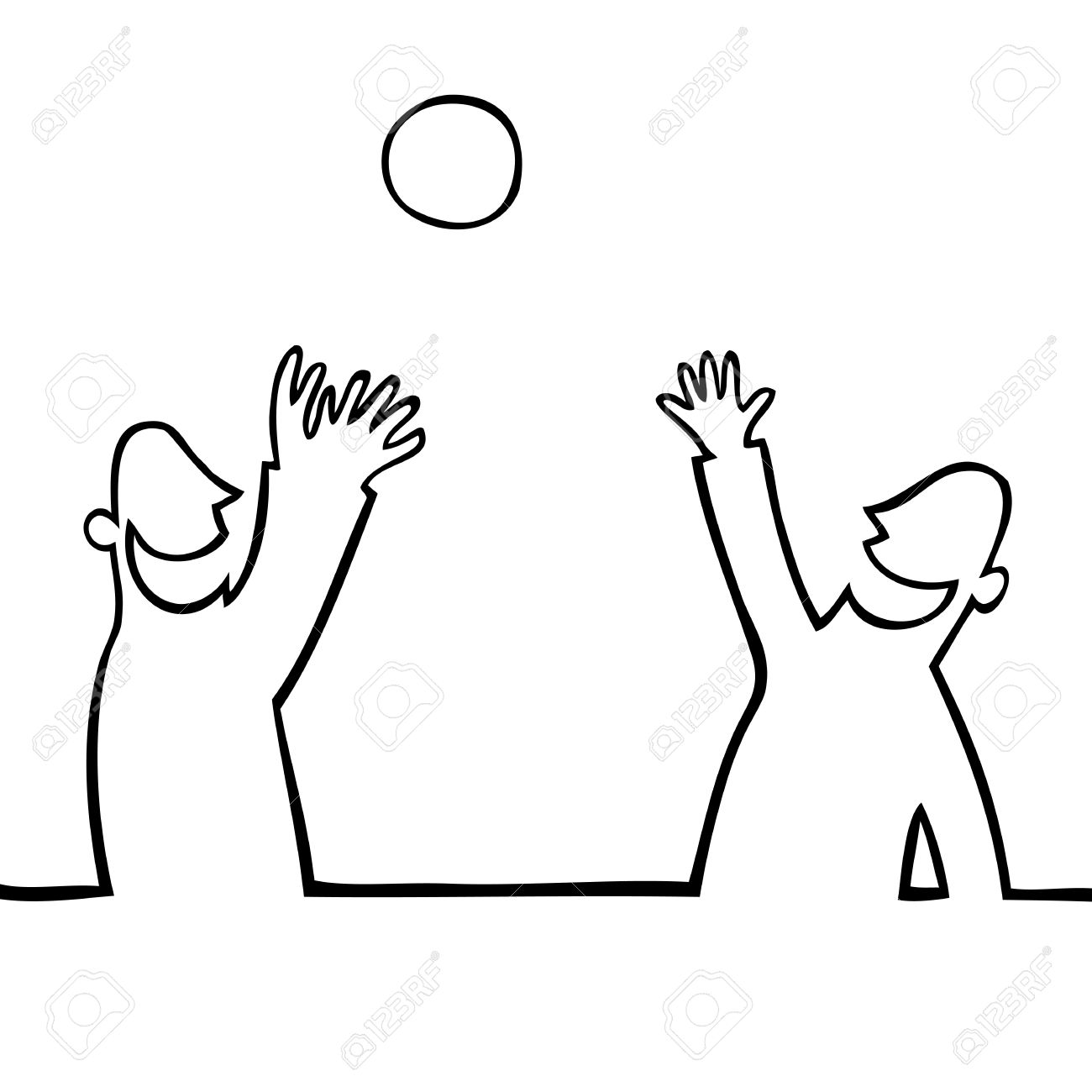 1300x1300 Black And White Drawing Of Two People Throwing A Ball At Each