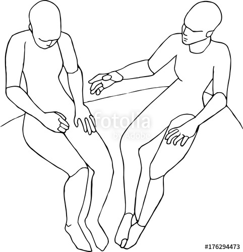 482x500 Two People Speaking, Artist Reference Figure Line Drawing Stock