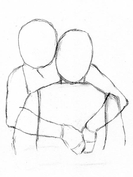 450x600 How To Draw People Hugging From Behind The Back Draw