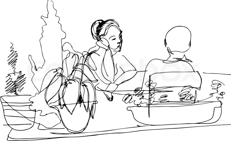 800x488 Black And White Sketch Of Two Women