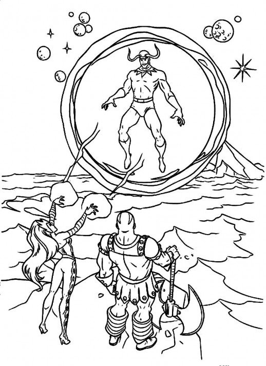 518x713 Loki Step Brother Of Thor Is In A Fight With Two People Coloring