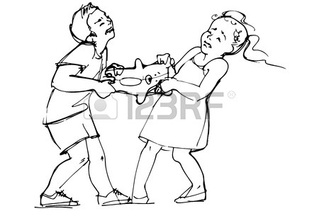 450x298 Two Cartoon Girls Fight For The Dress, Vector Image, Eps10 Royalty