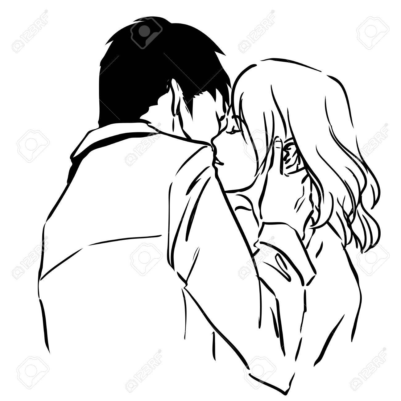 1300x1300 Hot Sensual Kiss Of Two Young Lovers. Man Hugs Woman And Kisses