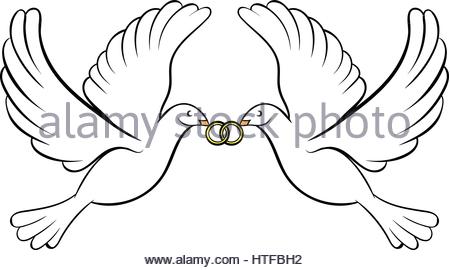450x270 Doves In Love. Wedding Icon. Marriage Love Letter Stock Photo