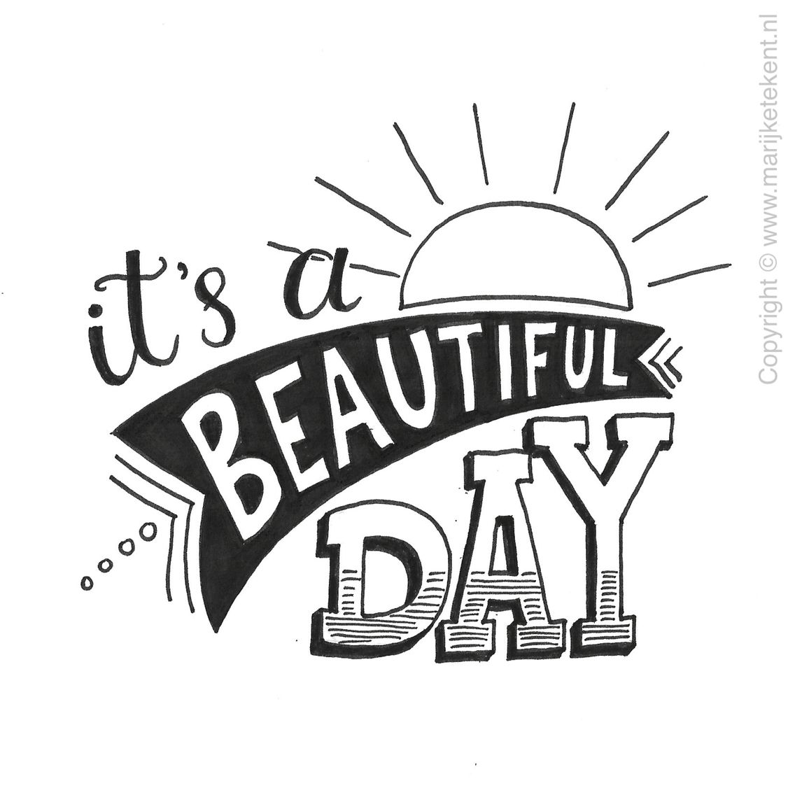1136x1136 It's A Beautiful Day Bampw Typography Calligraphy