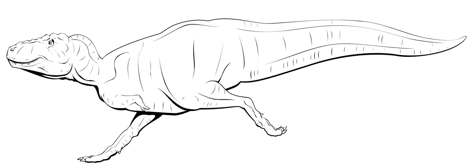 1505x531 Naked Tyrannosaurus Rex Running, Line Art By Oghaki