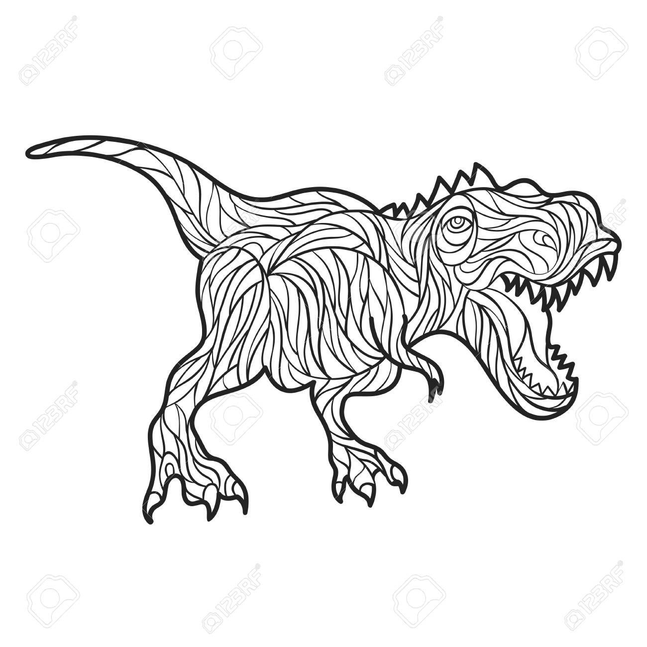 1300x1300 Vector Monochrome Hand Drawn Illustration Of Tyrannosaurus