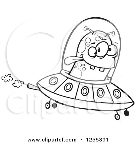 450x470 Clipart Of A Green Alien Flying A Ufo